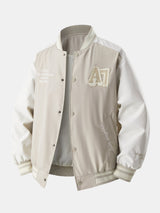 Jensen - Stand Collar Baseball Jacket with Contrast Embroidery