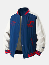 Jensen - Stand Collar Baseball Jacket with Contrast Embroidery