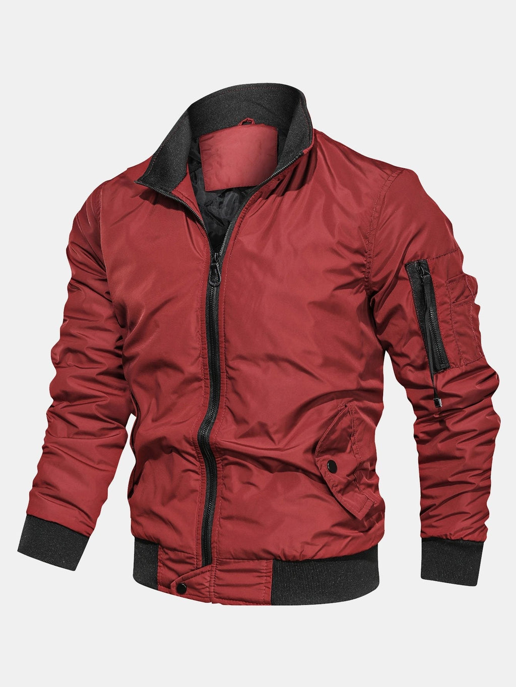 Knox - Bomber Jacket with Funnel Neck Collar
