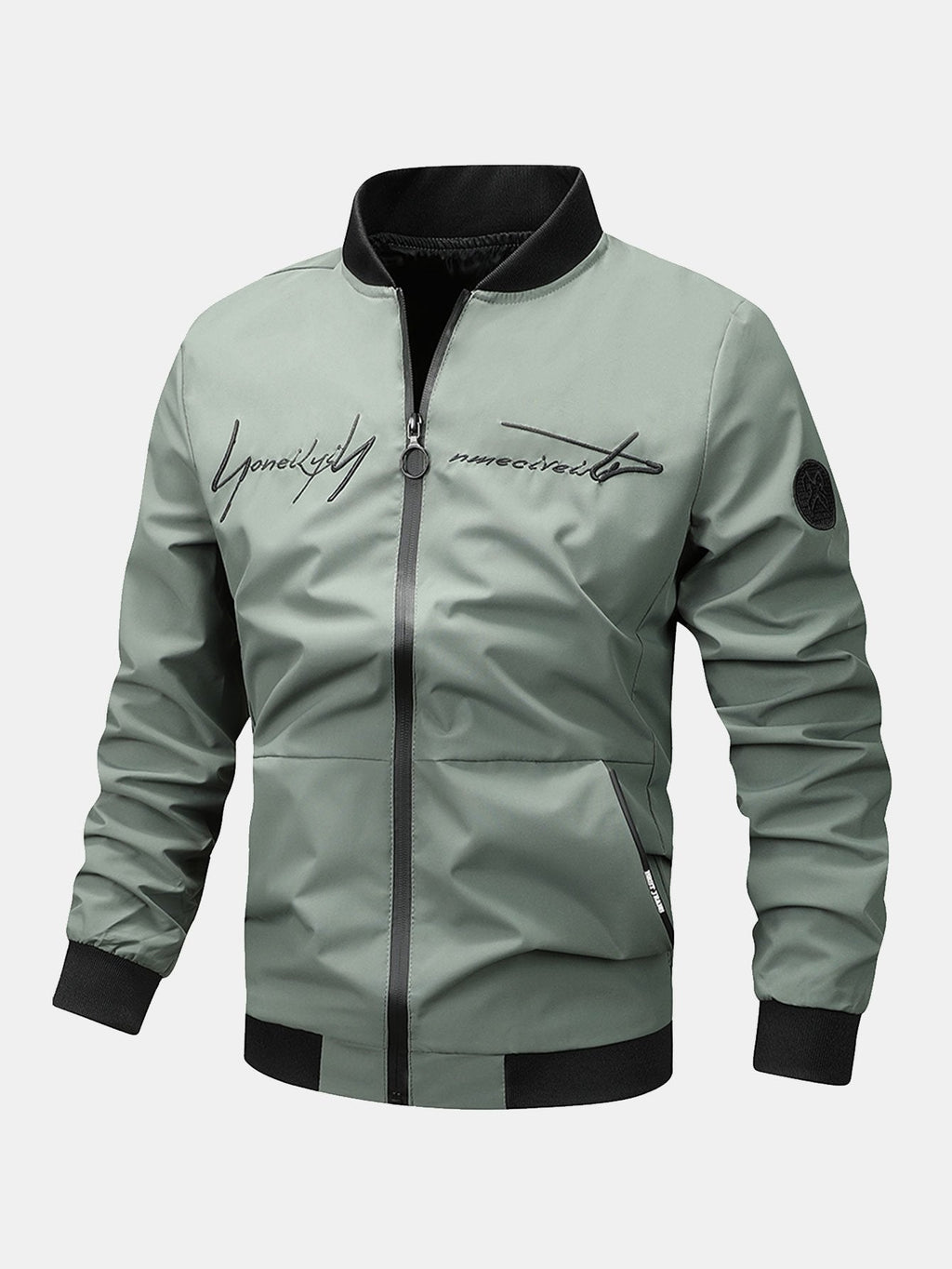 Preston - Zip-Up Bomber Jacket with Text Print