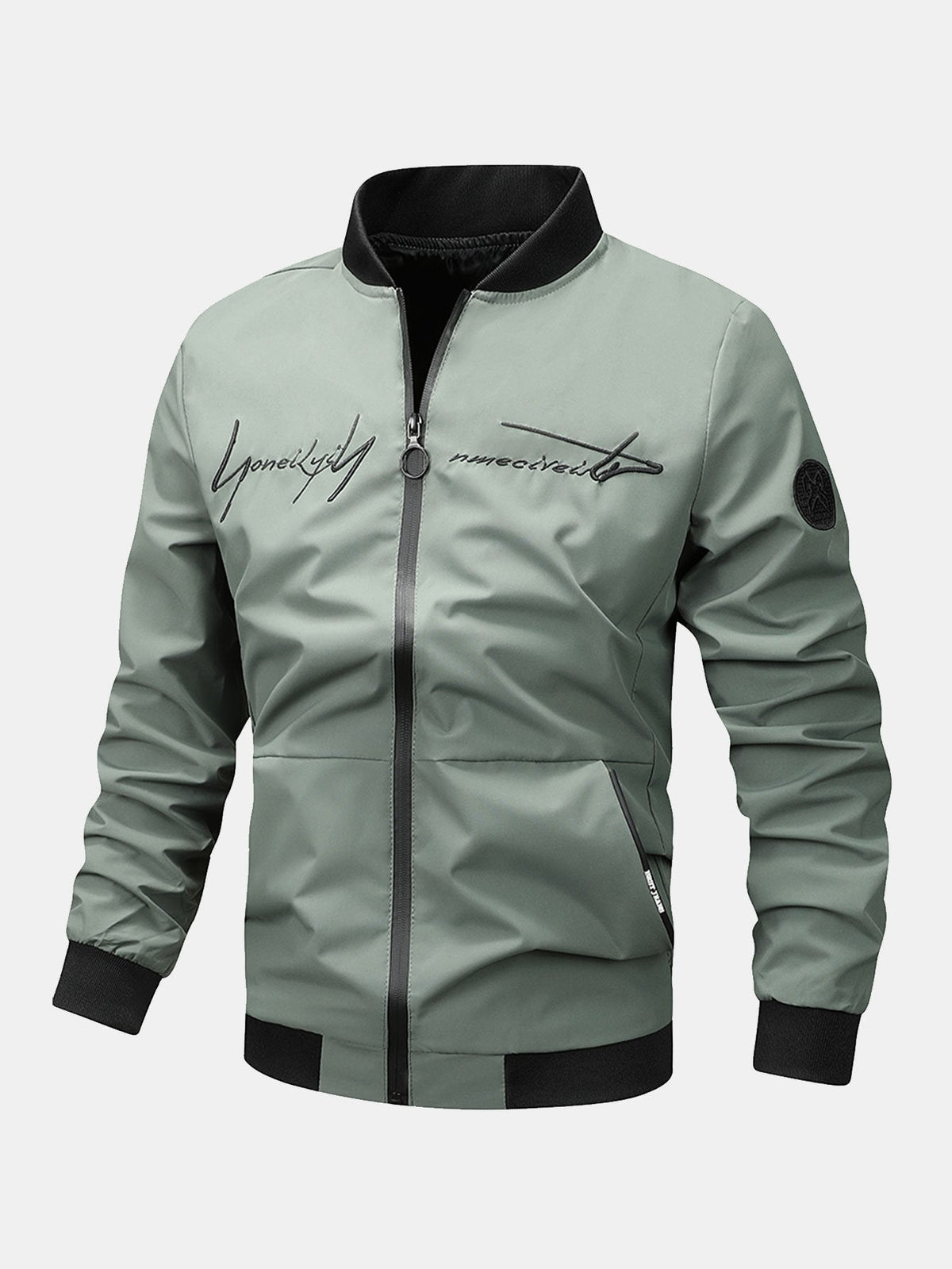 Preston - Zip-Up Bomber Jacket with Text Print