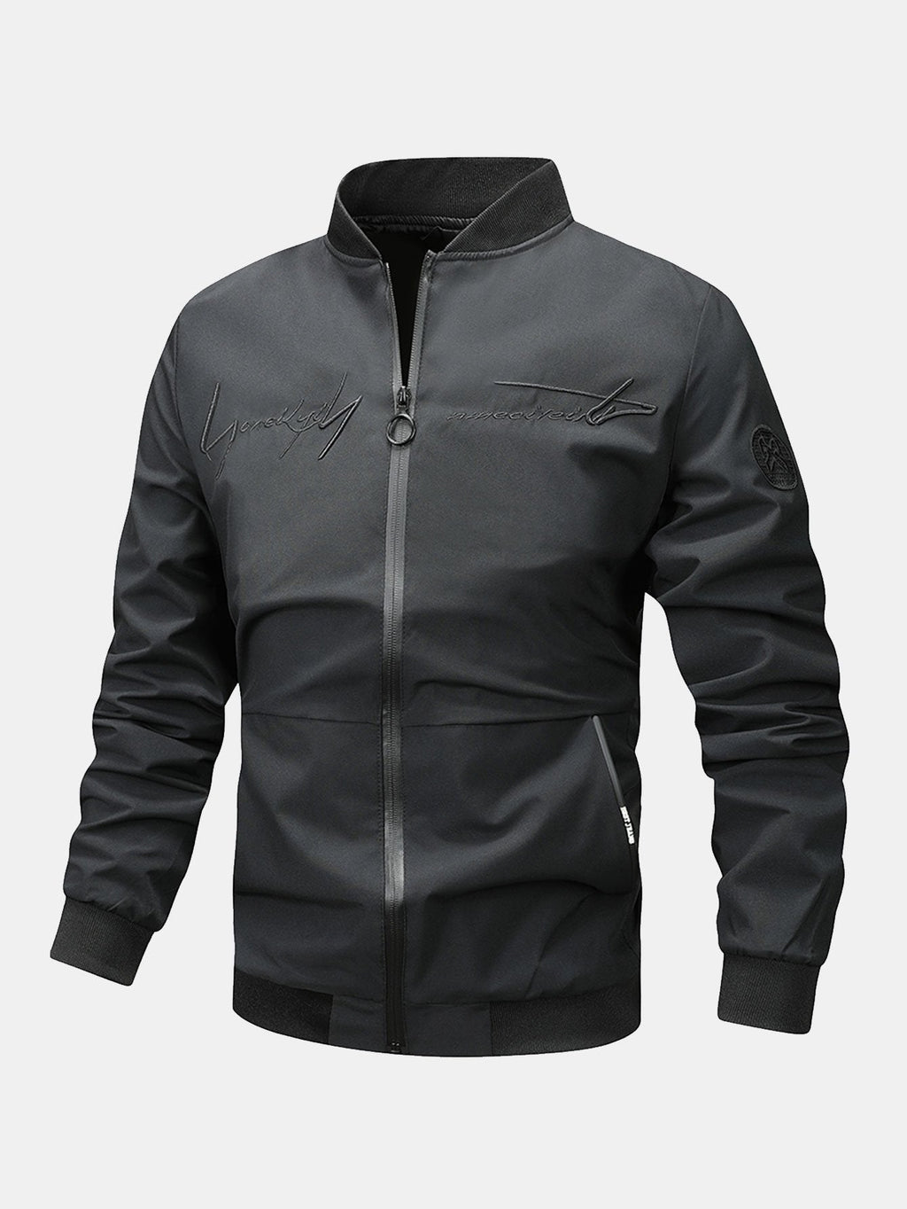 Preston - Zip-Up Bomber Jacket with Text Print