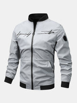 Preston - Zip-Up Bomber Jacket with Text Print