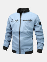 Preston - Zip-Up Bomber Jacket with Text Print