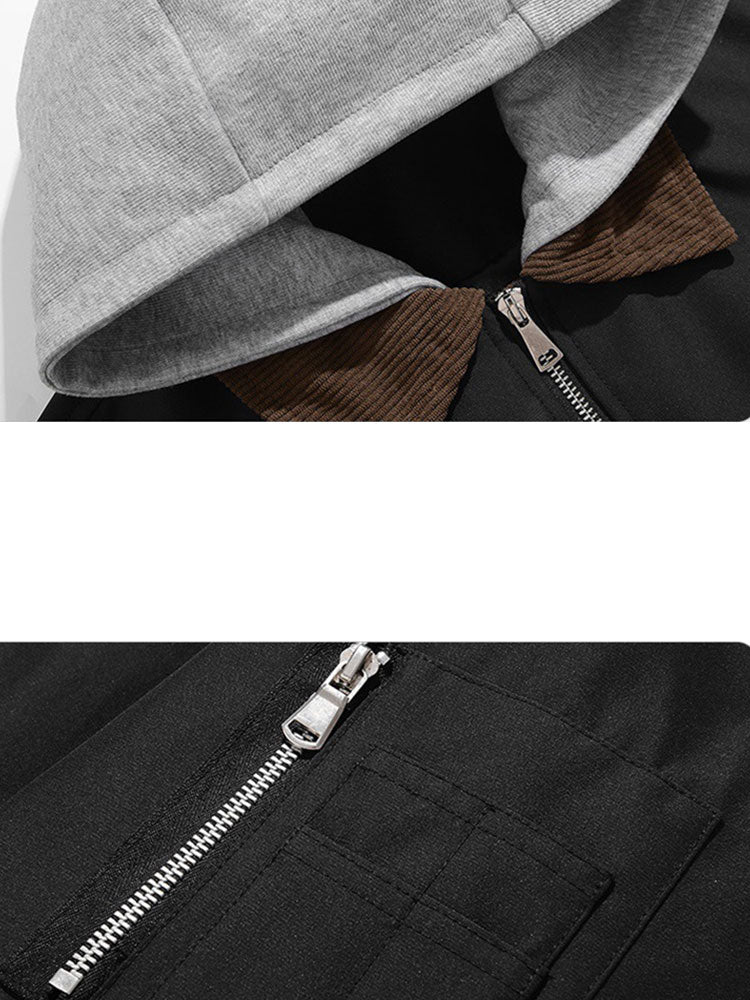 Noah - Corduroy Bomber Jacket with Detachable Hood