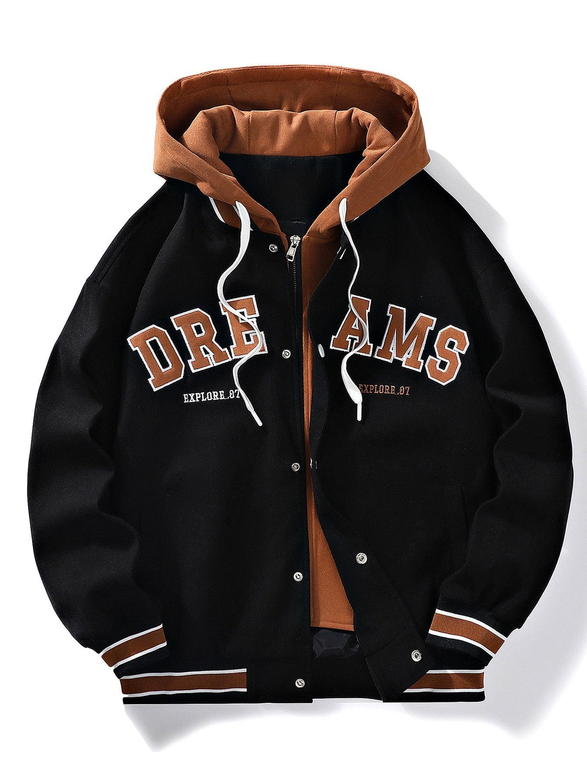William - Hooded Baseball Jacket with Button Closure