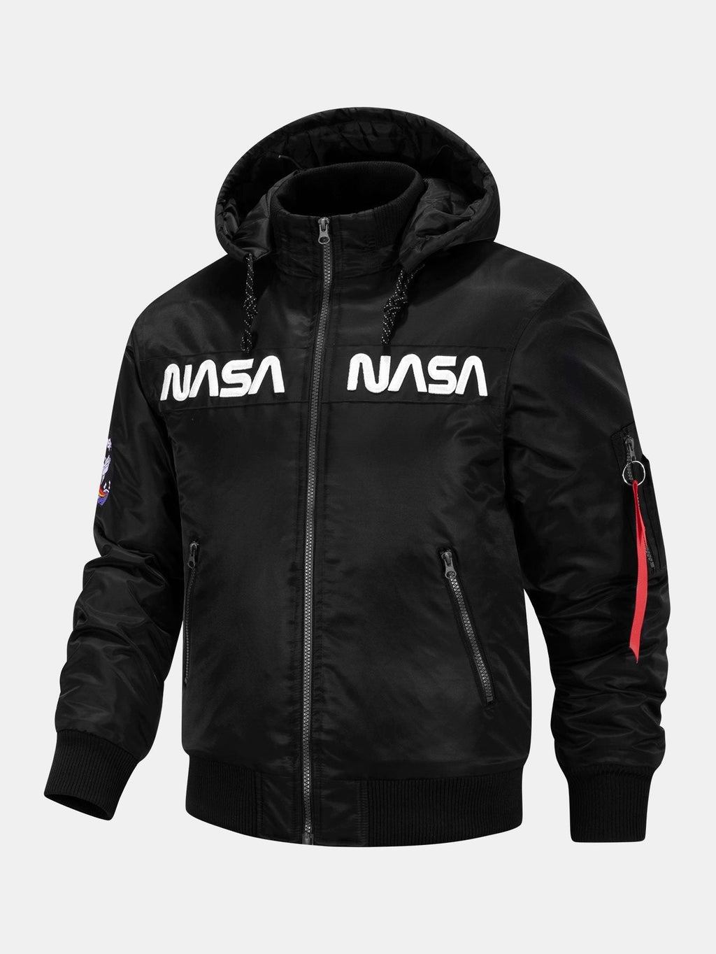 Jacob - Bomber Jacket with NASA Embroidery and Detachable Hood