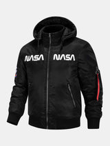 Jacob - Bomber Jacket with NASA Embroidery and Detachable Hood
