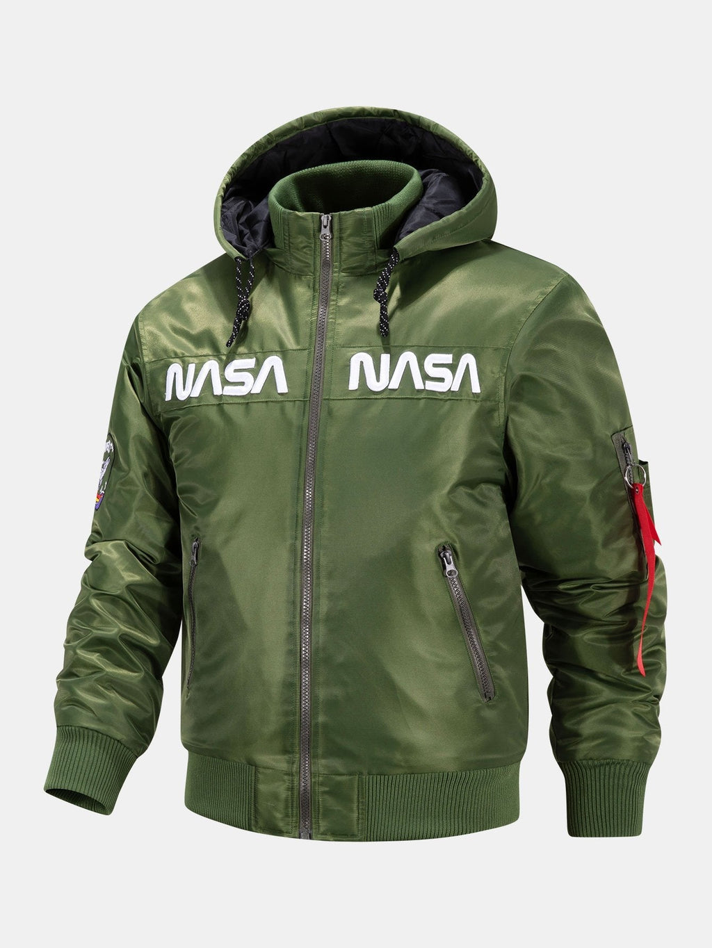 Jacob - Bomber Jacket with NASA Embroidery and Detachable Hood