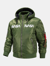 Jacob - Bomber Jacket with NASA Embroidery and Detachable Hood