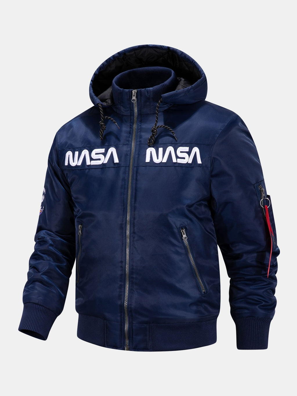Jacob - Bomber Jacket with NASA Embroidery and Detachable Hood