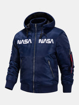 Jacob - Bomber Jacket with NASA Embroidery and Detachable Hood