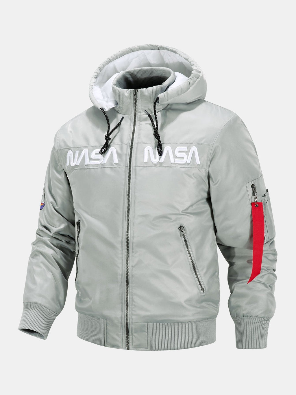 Jacob - Bomber Jacket with NASA Embroidery and Detachable Hood