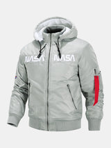 Jacob - Bomber Jacket with NASA Embroidery and Detachable Hood