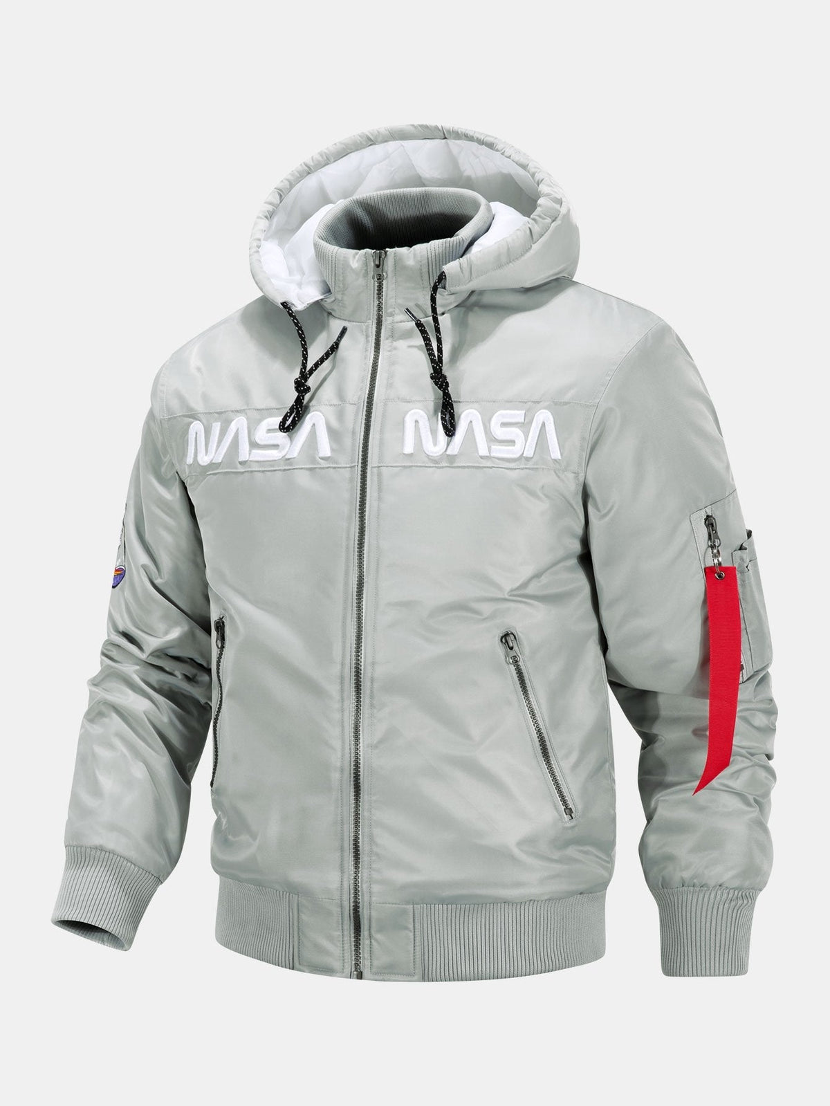 Jacob - Bomber Jacket with NASA Embroidery and Detachable Hood