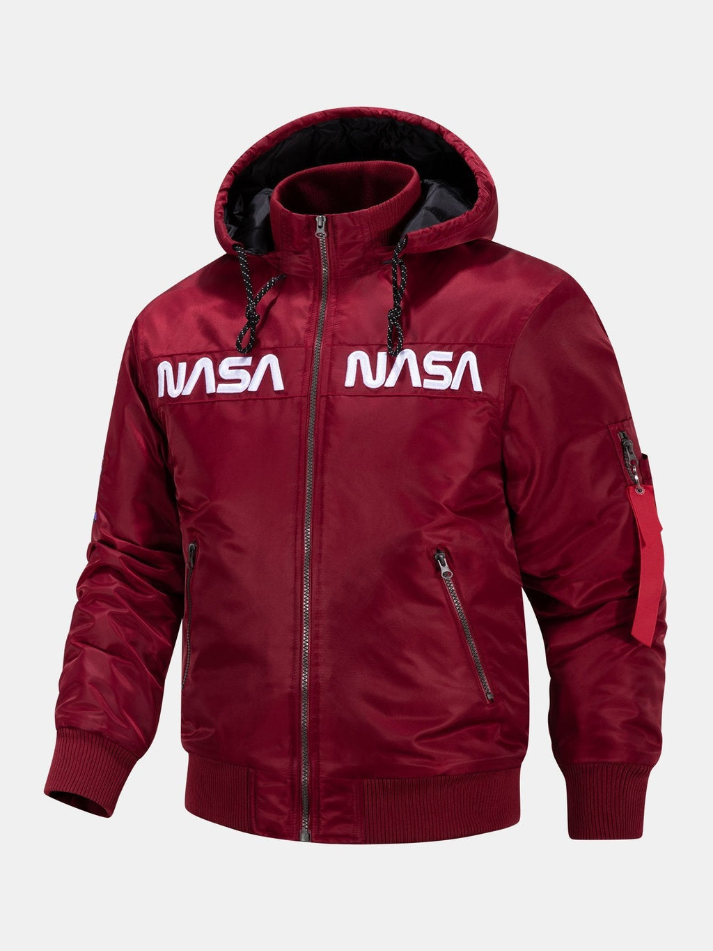 Jacob - Bomber Jacket with NASA Embroidery and Detachable Hood