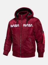 Jacob - Bomber Jacket with NASA Embroidery and Detachable Hood