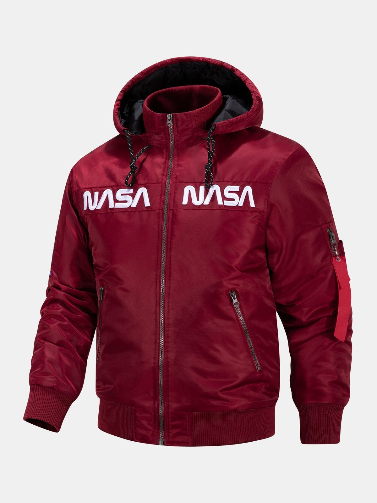 Jacob - Bomber Jacket with NASA Embroidery and Detachable Hood