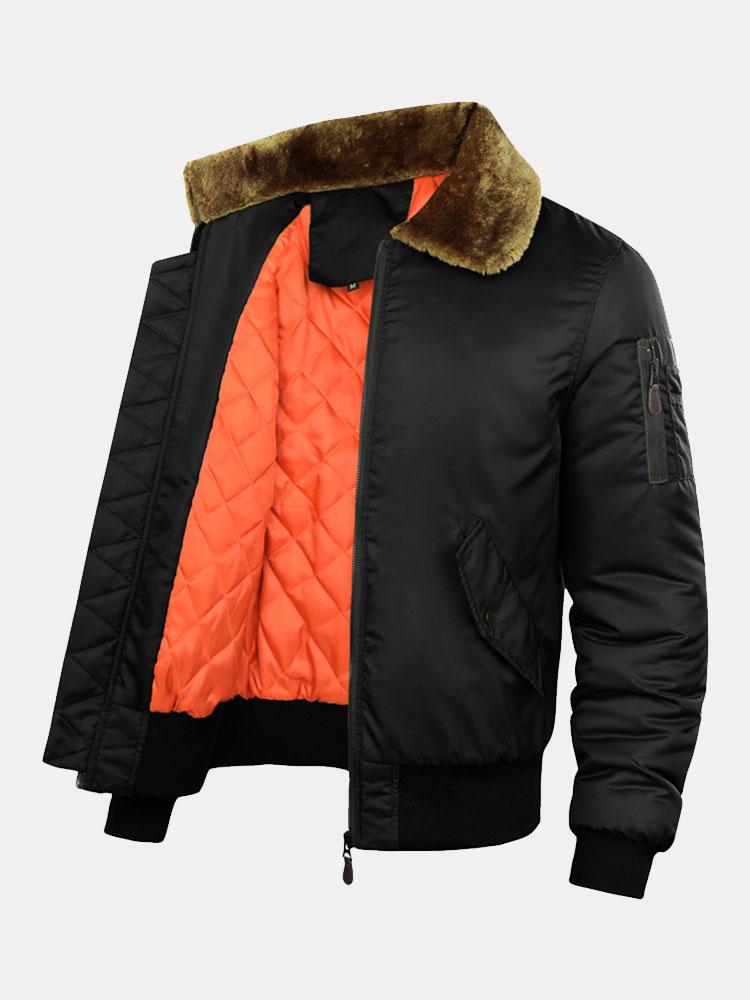 Thomas - Padded Bomber Jacket with Faux Fur Collar