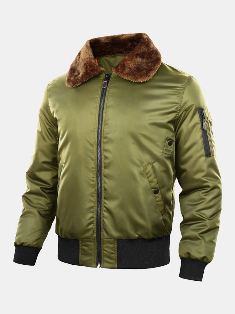 Thomas - Padded Bomber Jacket with Faux Fur Collar