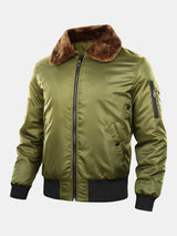 Thomas - Padded Bomber Jacket with Faux Fur Collar
