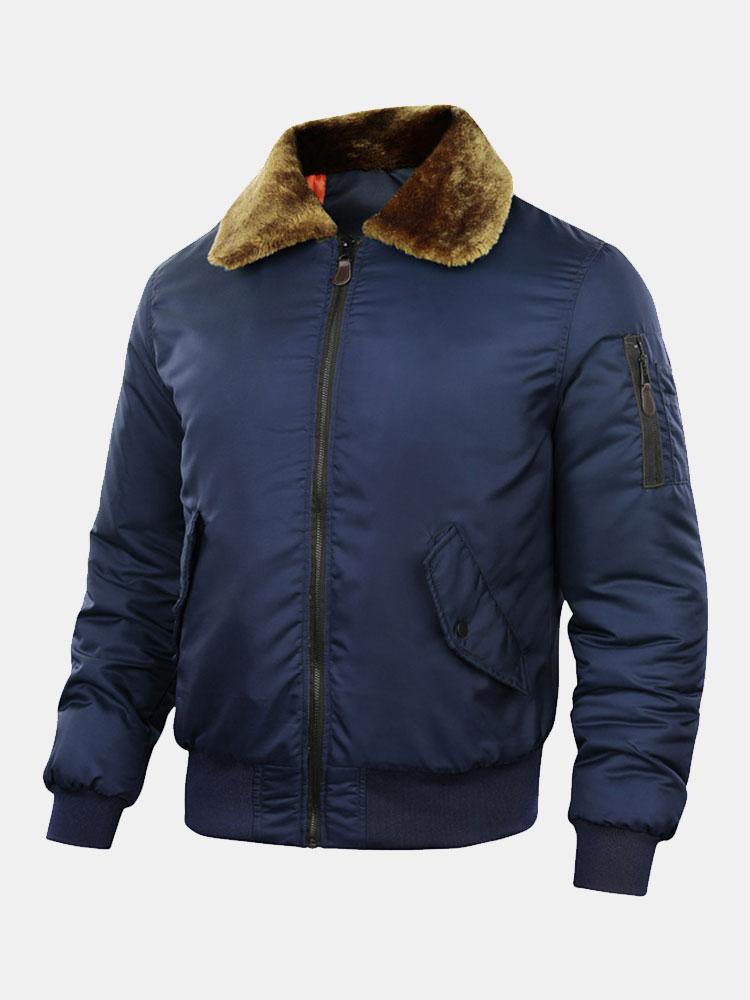 Thomas - Padded Bomber Jacket with Faux Fur Collar