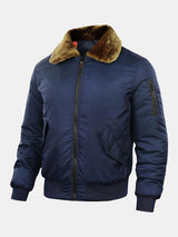 Thomas - Padded Bomber Jacket with Faux Fur Collar
