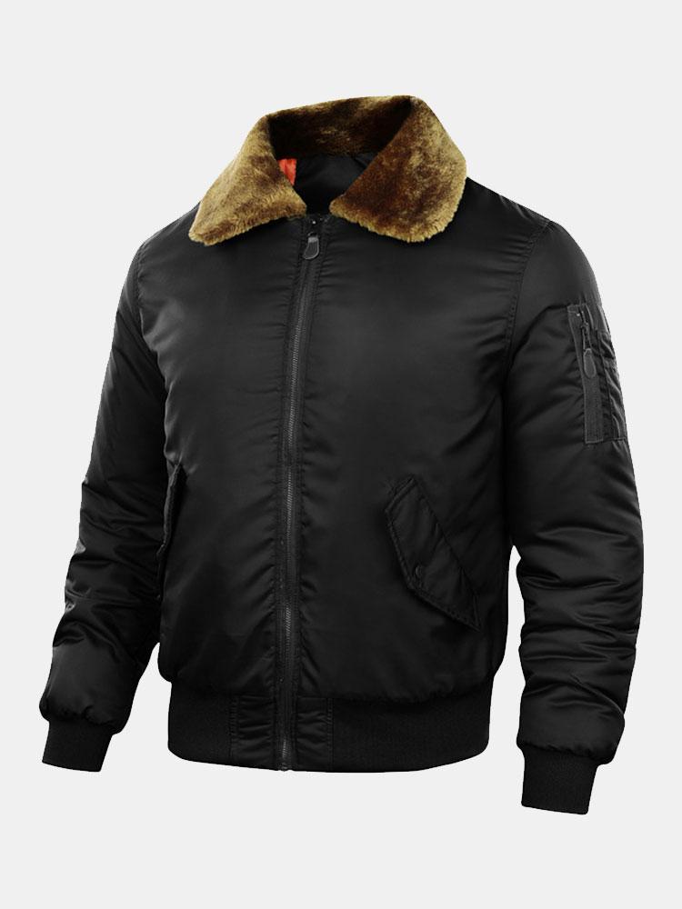 Thomas - Padded Bomber Jacket with Faux Fur Collar