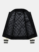 Leo - Wool-Look Baseball Jacket with Faux Leather Sleeves