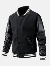 Leo - Wool-Look Baseball Jacket with Faux Leather Sleeves