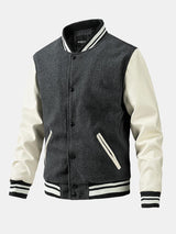 Leo - Wool-Look Baseball Jacket with Faux Leather Sleeves
