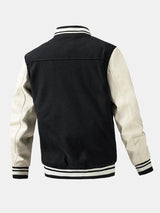 Leo - Wool-Look Baseball Jacket with Faux Leather Sleeves