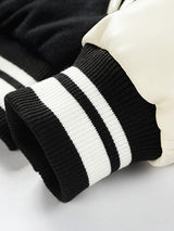 Leo - Wool-Look Baseball Jacket with Faux Leather Sleeves