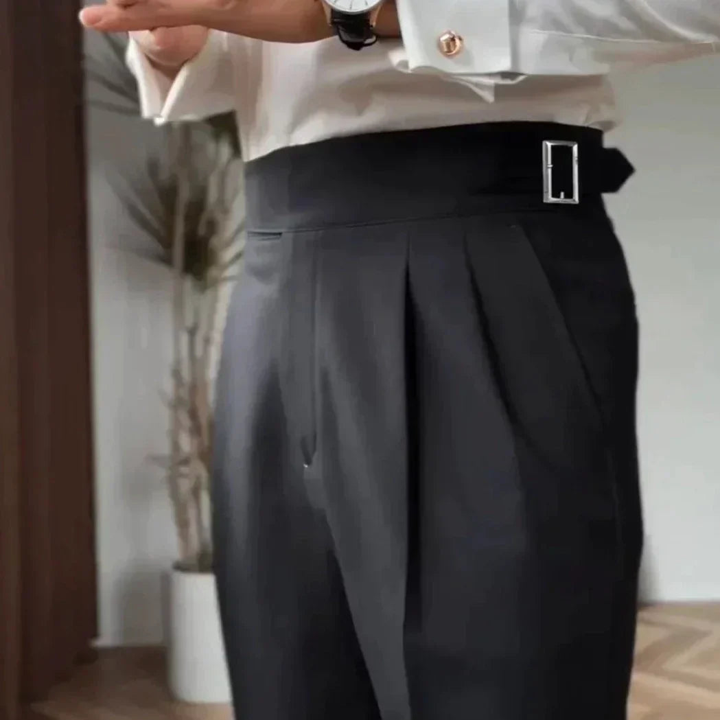 Gil - High Waist Buckle Dress Trousers