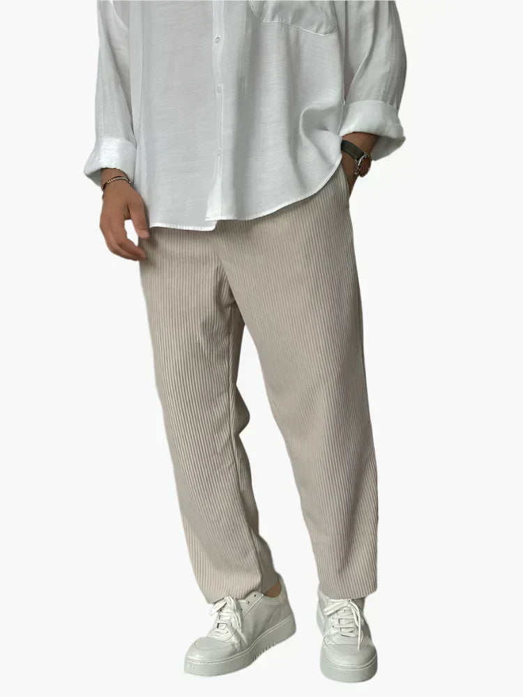 Ambrose - Relaxed Fit Pleated Texture Trousers