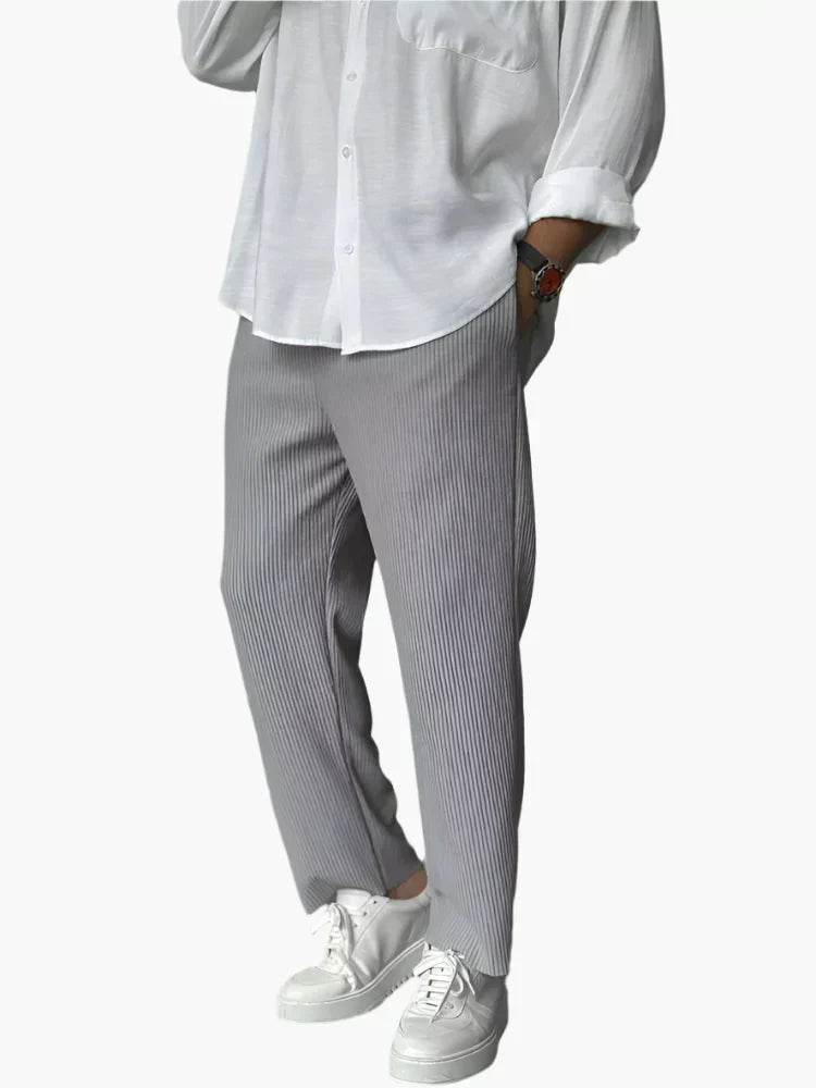 Ambrose - Relaxed Fit Pleated Texture Trousers