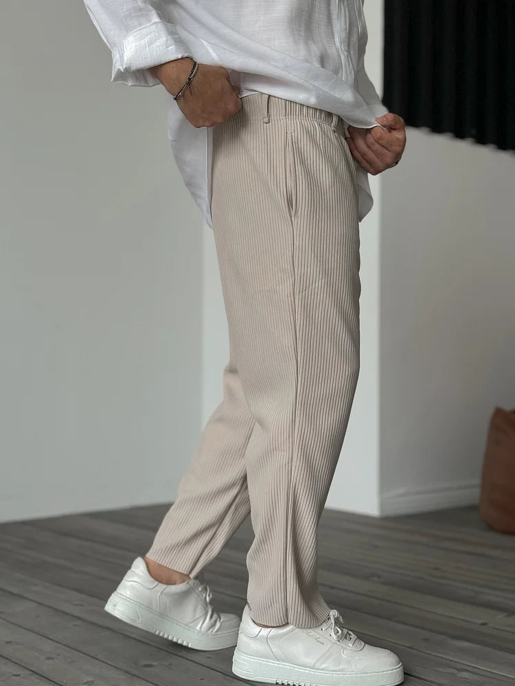 Ambrose - Relaxed Fit Pleated Texture Trousers