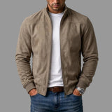 Forrest - Suede Stand Collar Bomber Jacket