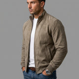 Forrest - Suede Stand Collar Bomber Jacket