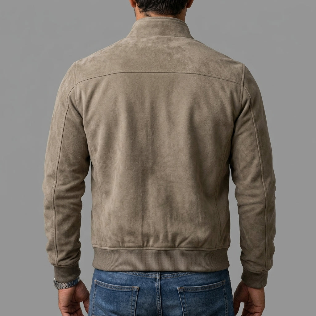 Forrest - Suede Stand Collar Bomber Jacket