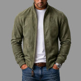 Forrest - Suede Stand Collar Bomber Jacket