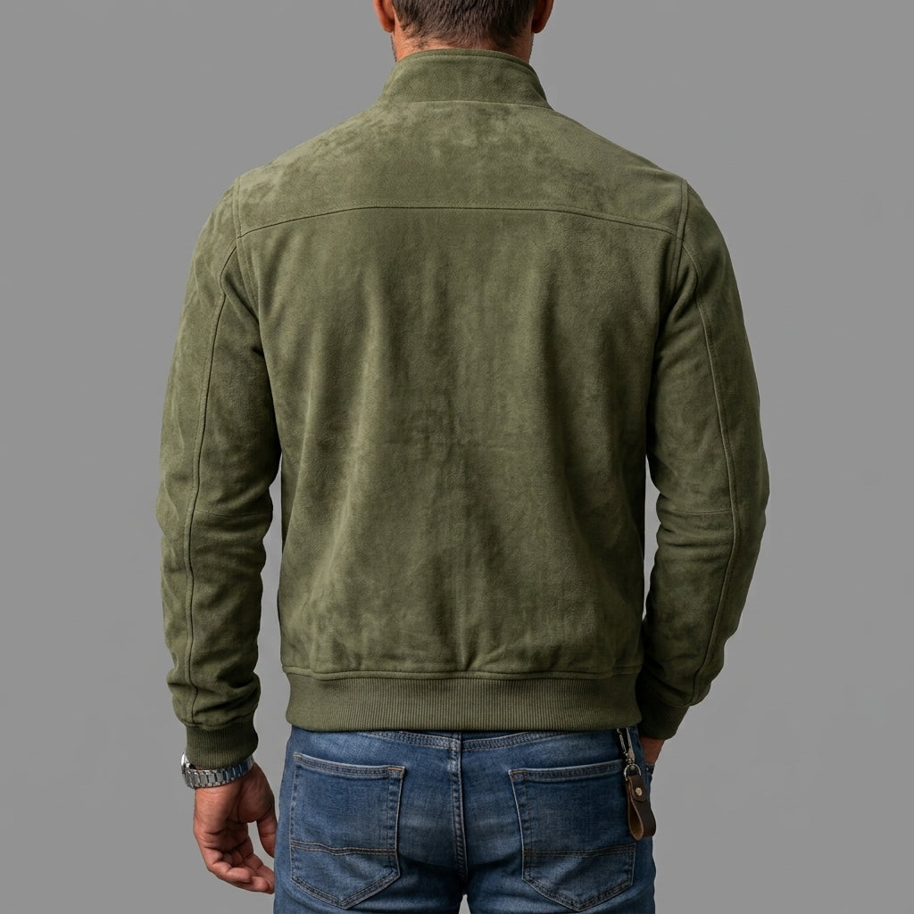 Forrest - Suede Stand Collar Bomber Jacket
