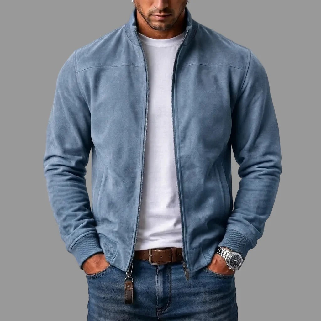 Forrest - Suede Stand Collar Bomber Jacket