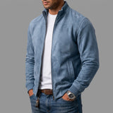 Forrest - Suede Stand Collar Bomber Jacket