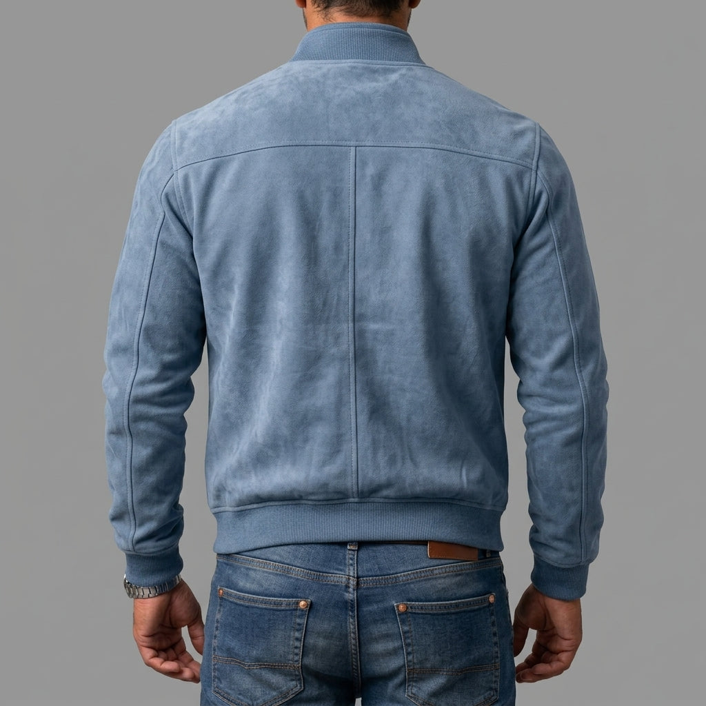 Forrest - Suede Stand Collar Bomber Jacket
