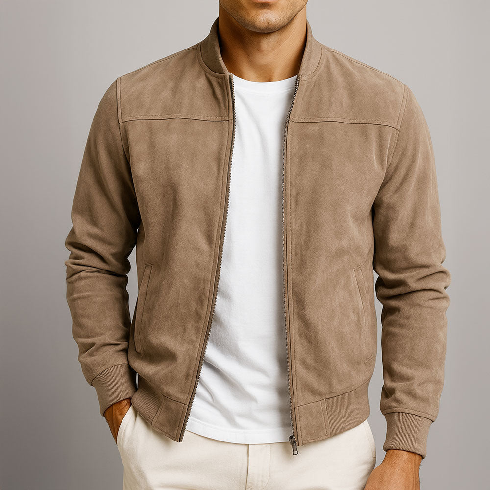 Brennan - Suede Zip Bomber Jacket