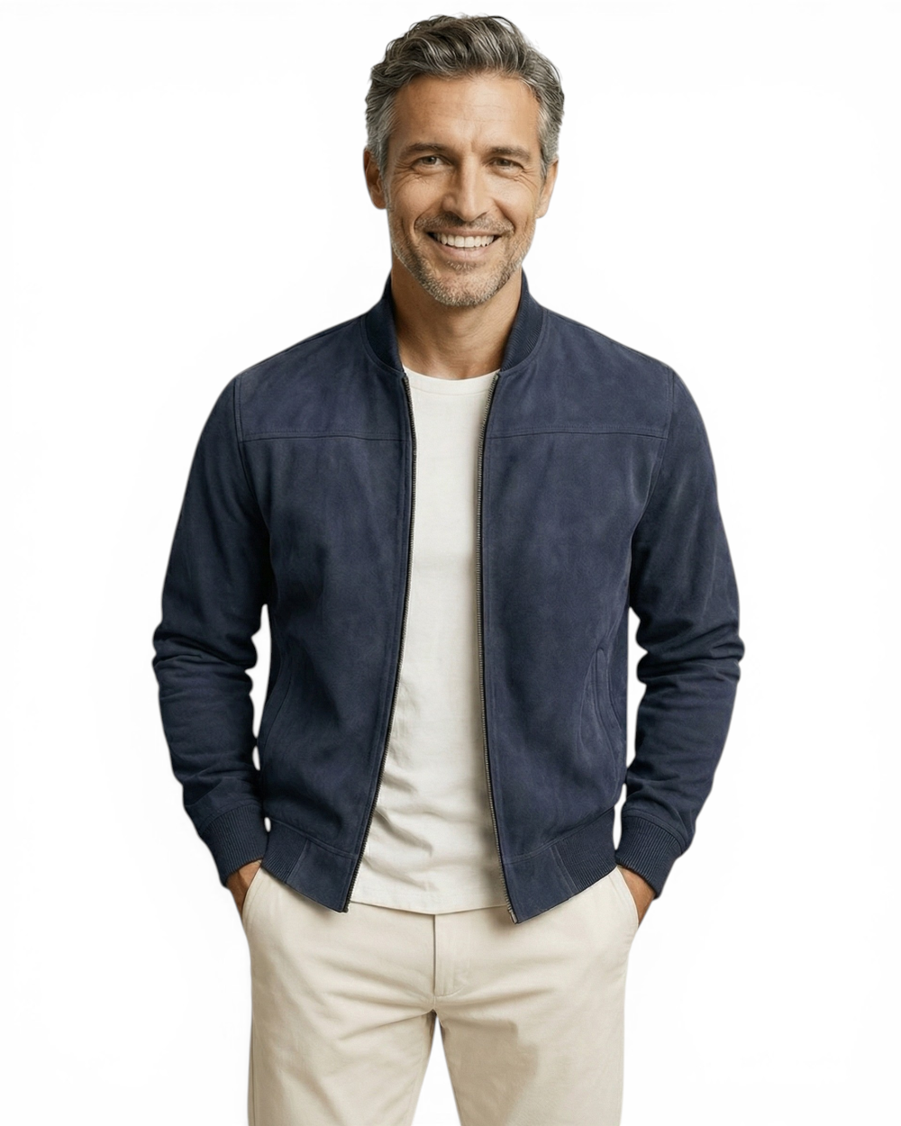 Brennan - Suede Zip Bomber Jacket