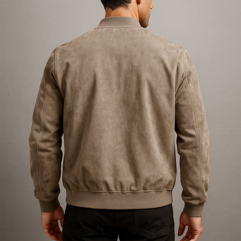 Brennan - Suede Zip Bomber Jacket