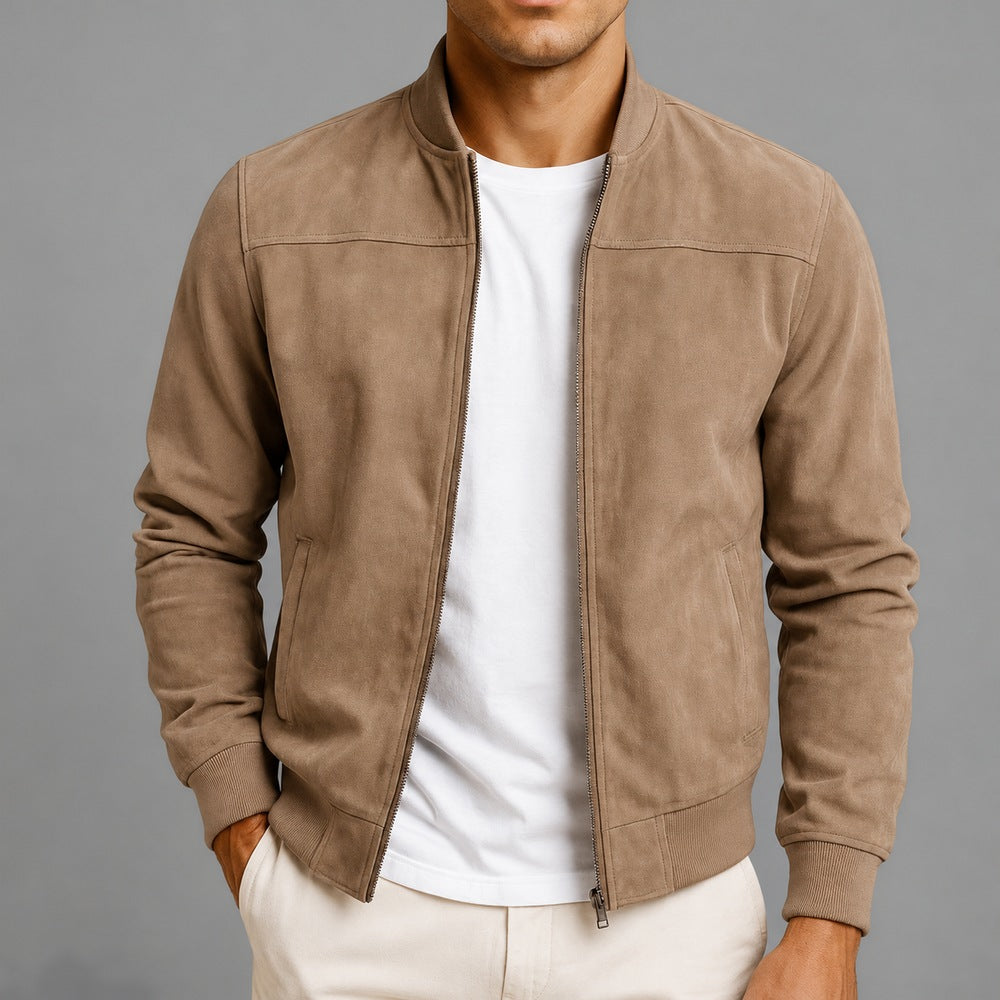Brennan - Suede Zip Bomber Jacket