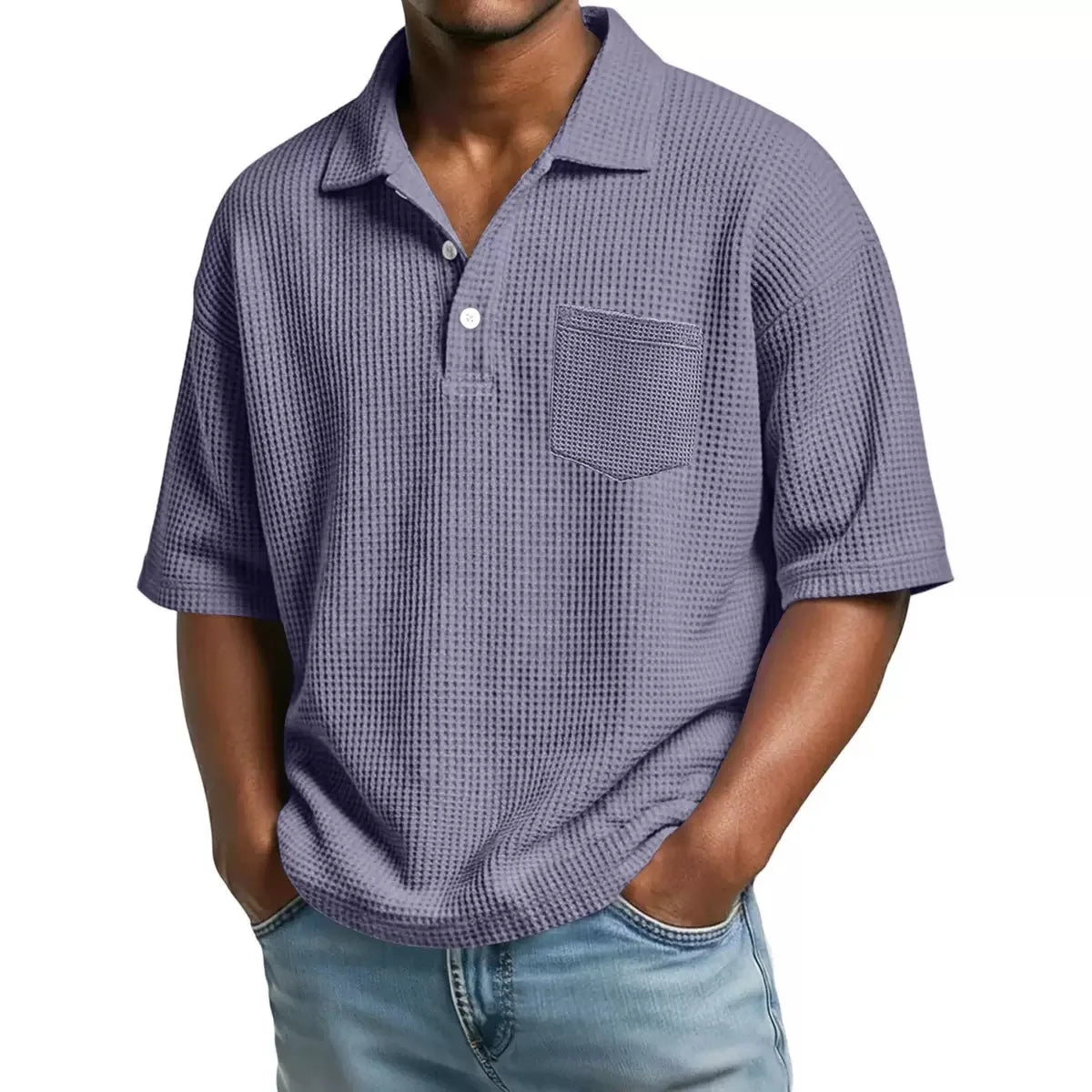 Men's Lightweight Waffle Shirt | Breathable Slim Fit Essential – photo 13